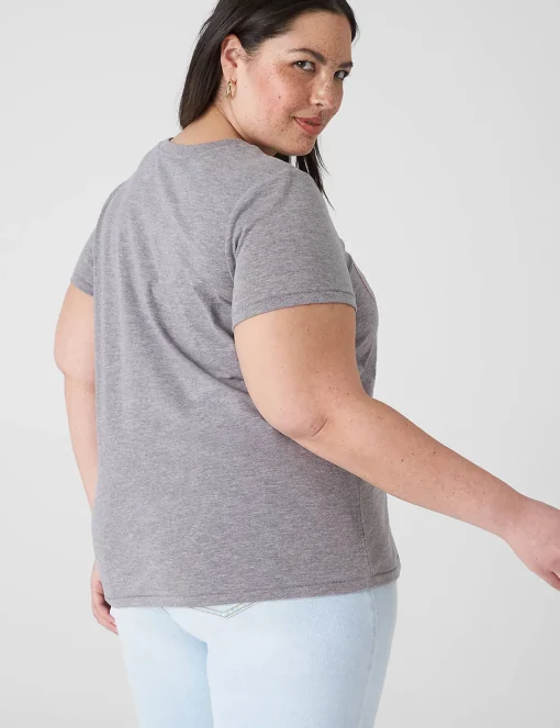 Knit Tops^Lane Bryant Modern Beautiful Embroidered Graphic Tee Medium Heather Grey