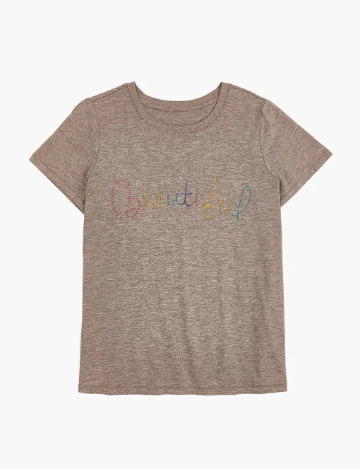 Knit Tops^Lane Bryant Modern Beautiful Embroidered Graphic Tee Medium Heather Grey