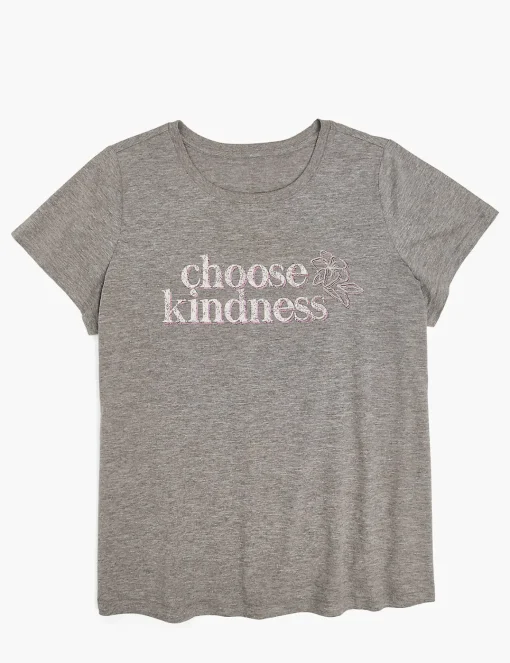 Knit Tops^Lane Bryant Modern Crew-Neck Choose Kindness Graphic Tee Medium Heather Grey
