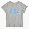 Knit Tops^Lane Bryant Modern Crew-Neck Usa Graphic Ringer Tee Medium Heather Grey