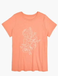 Knit Tops^Lane Bryant Modern Embroidered Floral Graphic Tee Blooming Dahlia