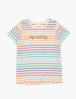 The Tee Shop^Lane Bryant Modern Equality Embroidered Graphic Tee Rainbow Stripe