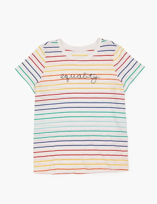 The Tee Shop^Lane Bryant Modern Equality Embroidered Graphic Tee Rainbow Stripe