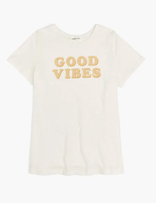 Knit Tops^Lane Bryant Modern Good Vibes Graphic Tee Ivory Rose