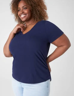 The Tee Shop^Lane Bryant Modern Jersey Side-Ruched Tee Maritime Blue