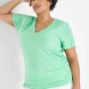 The Tee Shop^Lane Bryant Modern Jersey Side-Ruched Tee Island Green