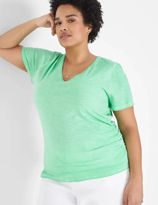 The Tee Shop^Lane Bryant Modern Jersey Side-Ruched Tee Island Green