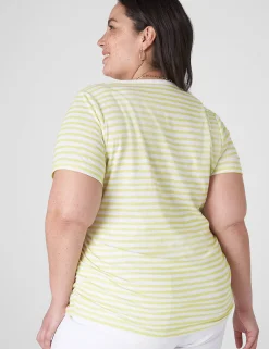 Knit Tops^Lane Bryant Modern Jersey Side-Ruched Tee Yellow Stripe