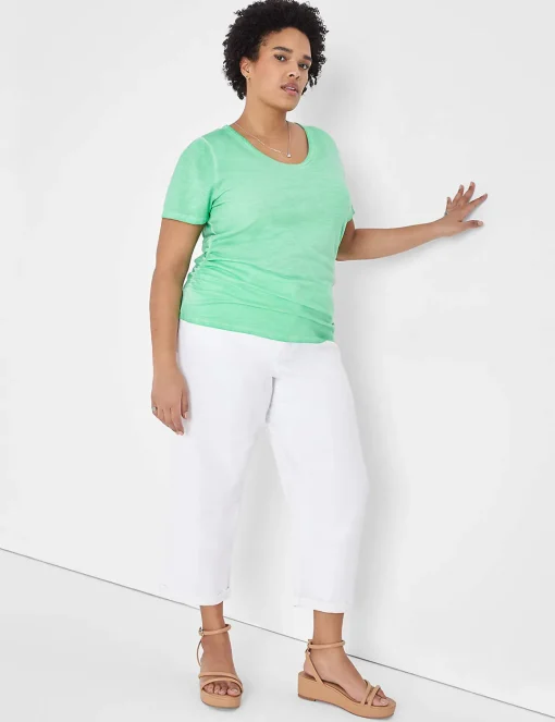 The Tee Shop^Lane Bryant Modern Jersey Side-Ruched Tee Island Green