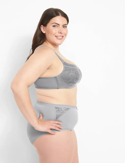 Balconette Bras^Lane Bryant Modern Lace Lightly Lined Balconette Bra Alloy