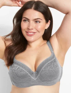 Balconette Bras^Lane Bryant Modern Lace Lightly Lined Balconette Bra Alloy