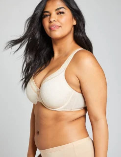 F To K Cups^Lane Bryant Modern Lace Unlined Full Coverage Bra Cafe