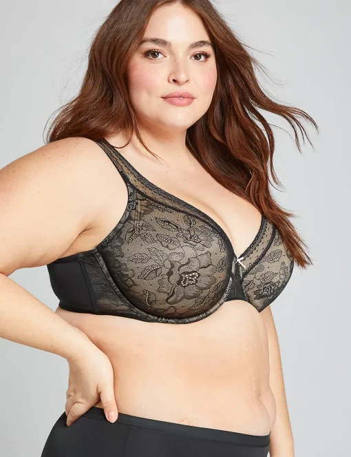 Underwire Bras^Lane Bryant Modern Lace Unlined Full Coverage Bra Black