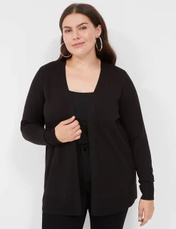 Sweaters^Lane Bryant Modern Long-Sleeve Open-Front Cardigan Black