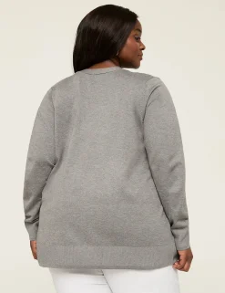 Cardigans^Lane Bryant Modern Long-Sleeve Open-Front Cardigan Medium Heather Grey