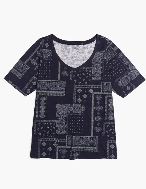 Knit Tops^Lane Bryant Modern Perfect Sleeve Bandana Fade Graphic Tee Navy Bandana