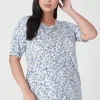 Knit Tops^Lane Bryant Modern Perfect Sleeve Crew-Neck Tee Mia Floral