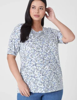 Knit Tops^Lane Bryant Modern Perfect Sleeve Crew-Neck Tee Mia Floral