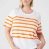 The Tee Shop^Lane Bryant Modern Perfect Sleeve Crew-Neck Tee Orange Stripe