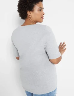 Knit Tops^Lane Bryant Modern Perfect Sleeve V-Neck Tee Grey