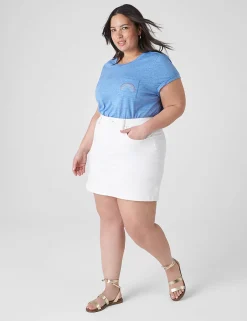 Knit Tops^Lane Bryant Modern Rainbow Embroidered Graphic Tee Beaucoup Blue