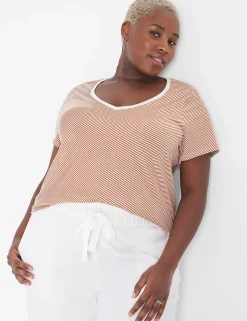 The Tee Shop^Lane Bryant Modern Short-Sleeve V-Neck Tee Bias Stripe