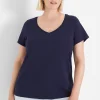 The Tee Shop^Lane Bryant Modern Short-Sleeve V-Neck Tee Maritime Blue