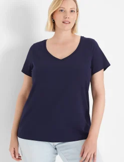 The Tee Shop^Lane Bryant Modern Short-Sleeve V-Neck Tee Maritime Blue