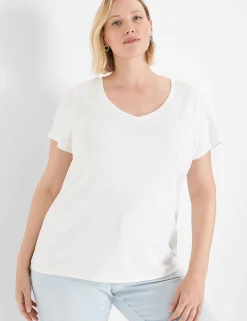 The Tee Shop^Lane Bryant Modern Short-Sleeve V-Neck Tee White