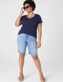 The Tee Shop^Lane Bryant Modern Short-Sleeve V-Neck Tee Maritime Blue