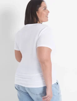 The Tee Shop^Lane Bryant Modern Slub Side-Ruched Tee White