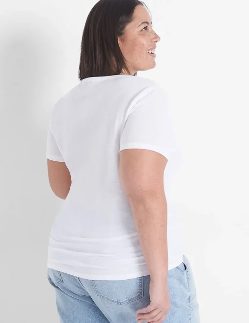 The Tee Shop^Lane Bryant Modern Slub Side-Ruched Tee White
