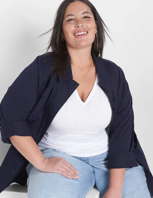 The Tee Shop^Lane Bryant Modern Slub Side-Ruched Tee White