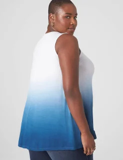 The Tee Shop^Lane Bryant Modern Slub Swing High-Neck Straight-Hem Tunic Blue Tie Dye