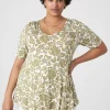 The Tee Shop^Lane Bryant Modern Swing Perfect Sleeve Ruched-Shoulder Tee Arya Floral