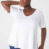 The Tee Shop^Lane Bryant Modern Swing Perfect Sleeve Ruched-Shoulder Tee White