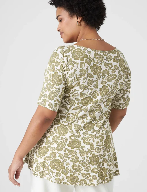 The Tee Shop^Lane Bryant Modern Swing Perfect Sleeve Ruched-Shoulder Tee Arya Floral