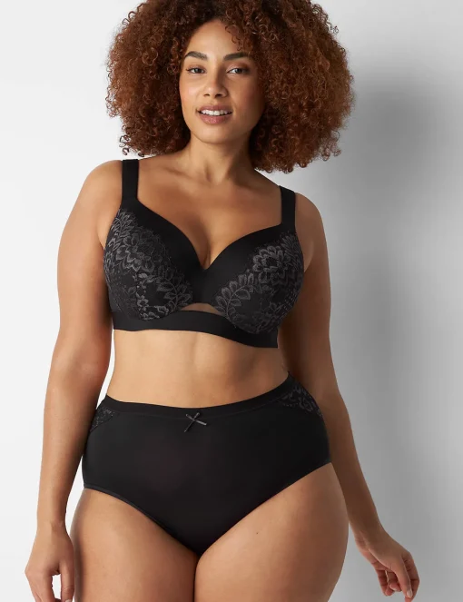 Brief Panties^Lane Bryant No-Show Full Brief Panty With Lace Black