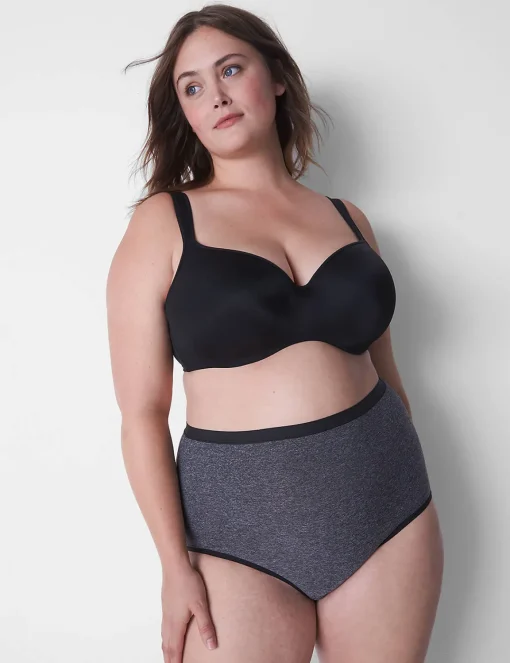 Brief Panties^Lane Bryant No-Show High-Waist Brief Panty Marled Black