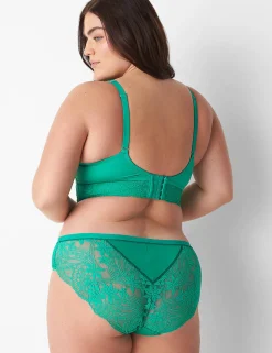 Hipster Panties^Lane Bryant No-Show Lace-Back Hipster Panty Deep Green