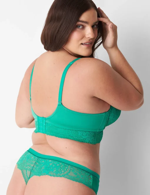 Thong Panties^Lane Bryant No-Show Lace-Back Thong Deep Green