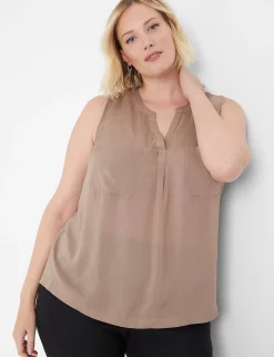 The Tee Shop^Lane Bryant Notch-Neck Woven & Knit Top Mountain Trail