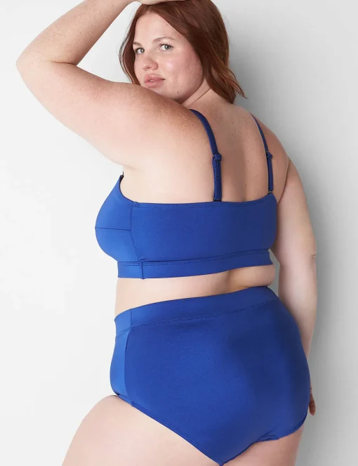 Swim Tops^Lane Bryant No-Wire Asymmetric Swim Bikini Top Mazarine Blue