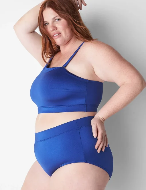 Swim Tops^Lane Bryant No-Wire Asymmetric Swim Bikini Top Mazarine Blue