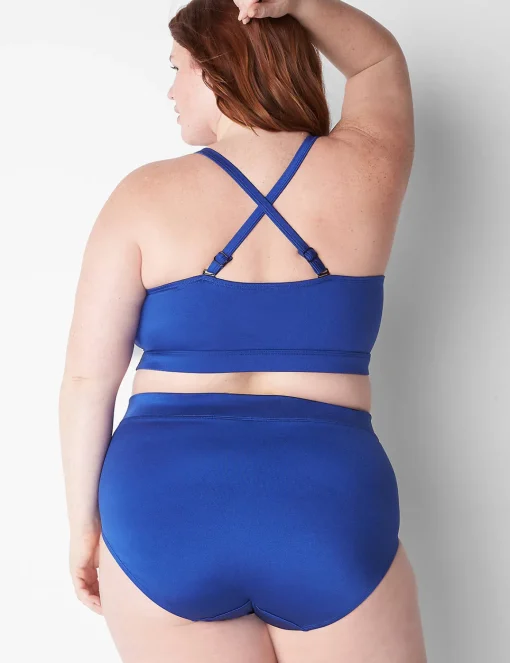 Swim Tops^Lane Bryant No-Wire Asymmetric Swim Bikini Top Mazarine Blue