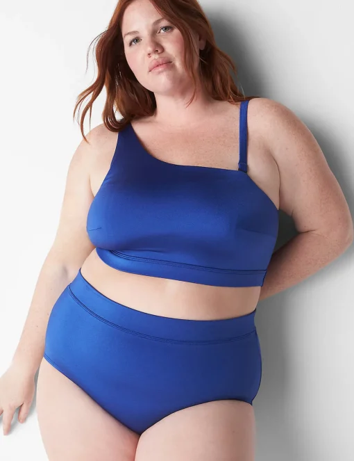 Swim Tops^Lane Bryant No-Wire Asymmetric Swim Bikini Top Mazarine Blue