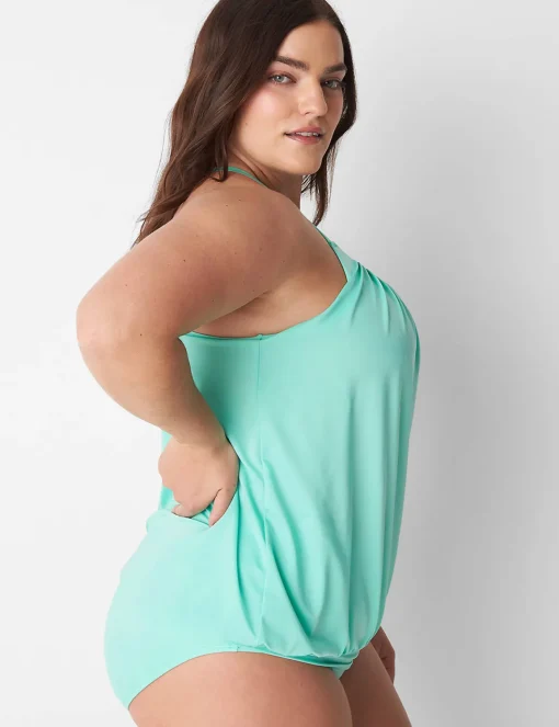 Swim Tops^Lane Bryant No-Wire Blouson Swim Tankini Top Cockatoo