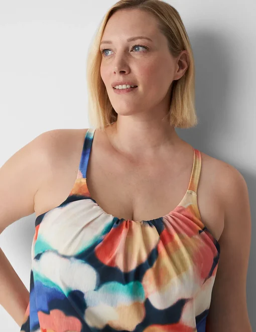 Swim Tops^Lane Bryant No-Wire Blouson Swim Tankini Top Blue Summer