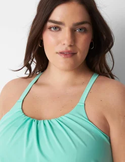 Swim Tops^Lane Bryant No-Wire Blouson Swim Tankini Top Cockatoo