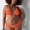 Swim Tops^Lane Bryant No-Wire Crinkle Wrap String Bikini Top Orange Clown Fish